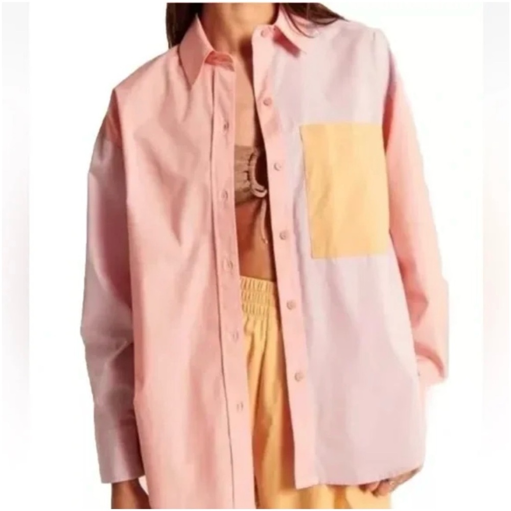 Abercrombie & Fitch Color Block Shirt Women’s X-Large Oversized Pastel